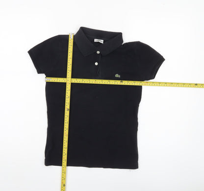Womens UK Size 10 Lacoste Black Basic Polo