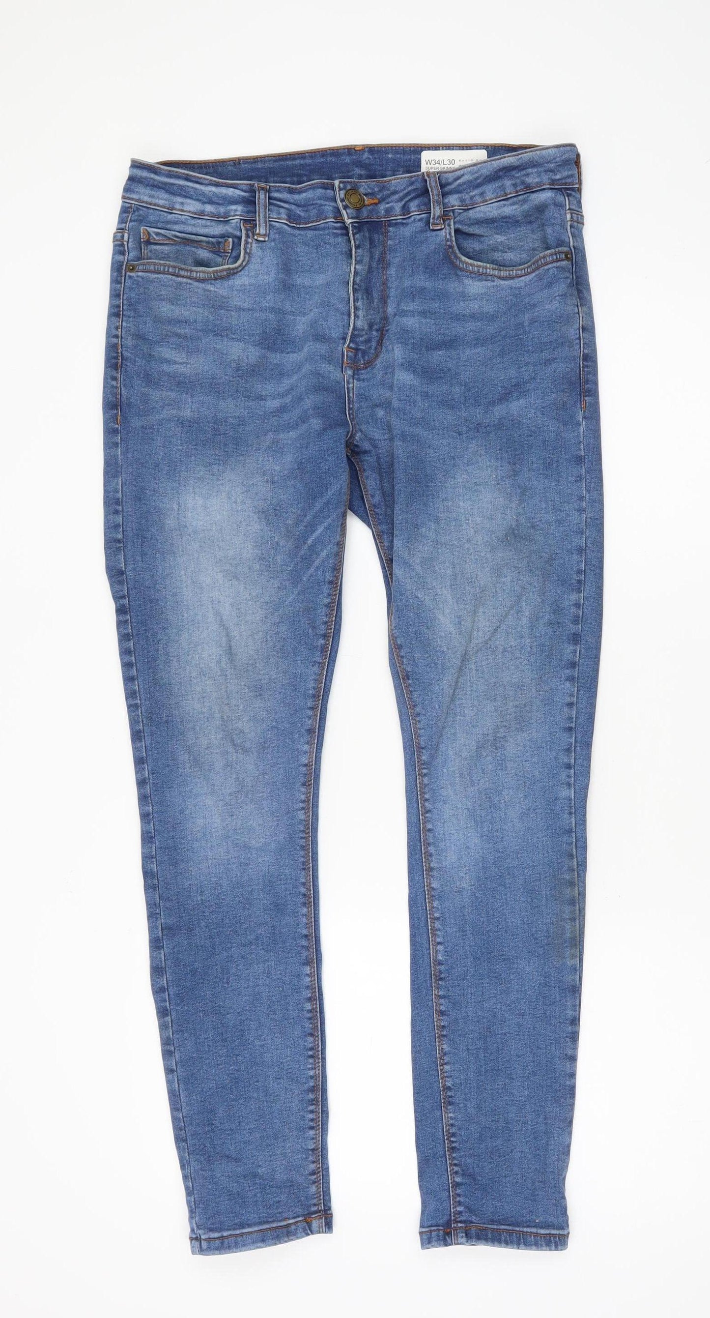 Denim Co Men's Blue Skinny Jeans Size 34