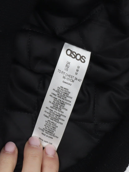 ASOS Men's Black Wool Bomber Jacket Size M 38"-40"