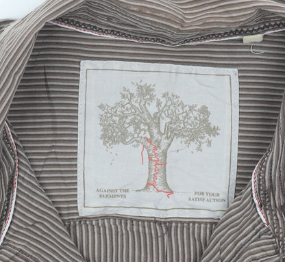 Men's Brown Striped Button-Up Shirt Medium