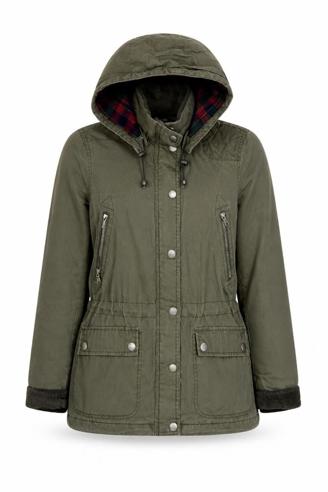 Front view of L.O.G.G. Women's Green Parka Jacket, size 12