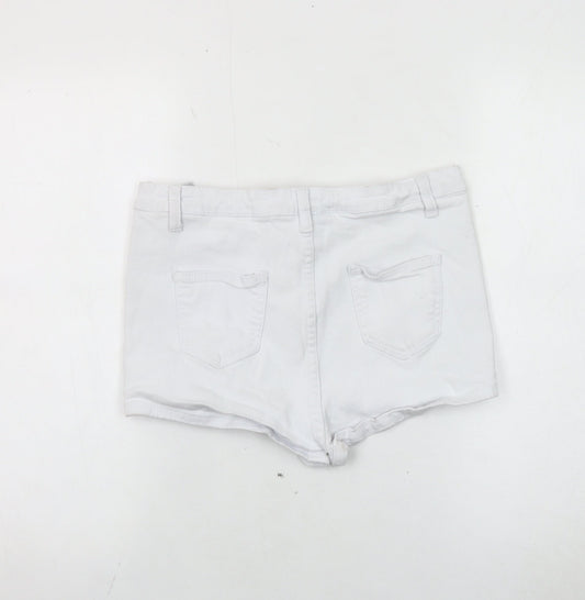 boohoo Women's White Denim Shorts Size 12