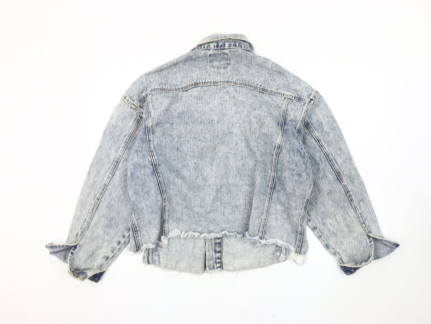 Denim Co. Women's Blue Distressed Crop Jacket Size 16
