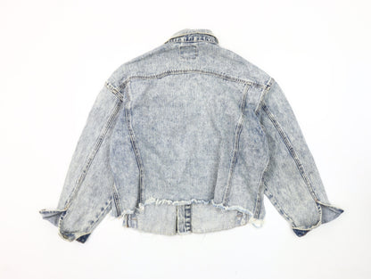 Denim Co. Women's Blue Distressed Crop Jacket Size 16