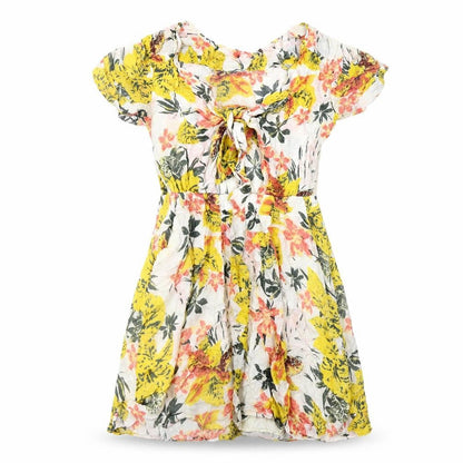 Front view of Floral Multicoloured A-Line Short Dress, size 2