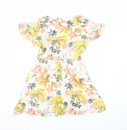 Floral Multicoloured A-Line Short Dress Size 2