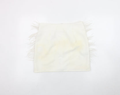 Boohoo Women's White Fringe Pencil Skirt UK 12