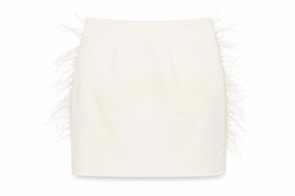 Boohoo Women's White Fringe Pencil Skirt UK 12