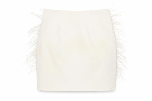 Boohoo Women's White Fringe Pencil Skirt UK 12