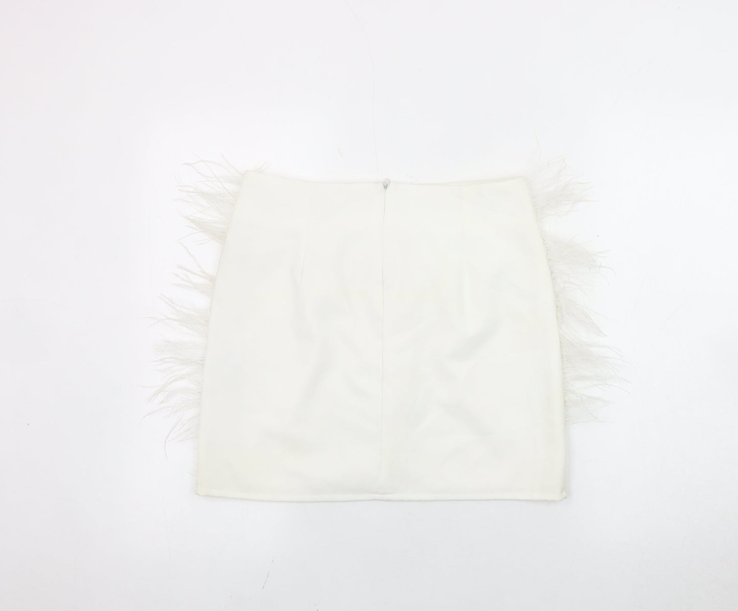 Boohoo Women's White Fringe Pencil Skirt UK 12