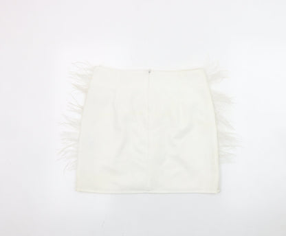 Boohoo Women's White Fringe Pencil Skirt UK 12