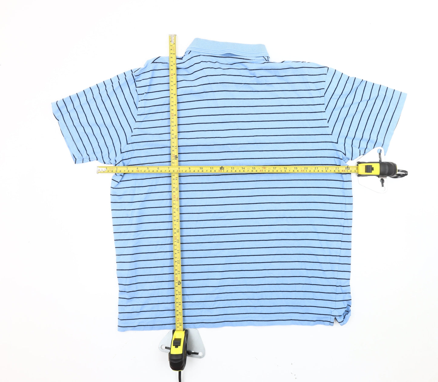 James Pringle Men's Blue Striped Polo Shirt XL