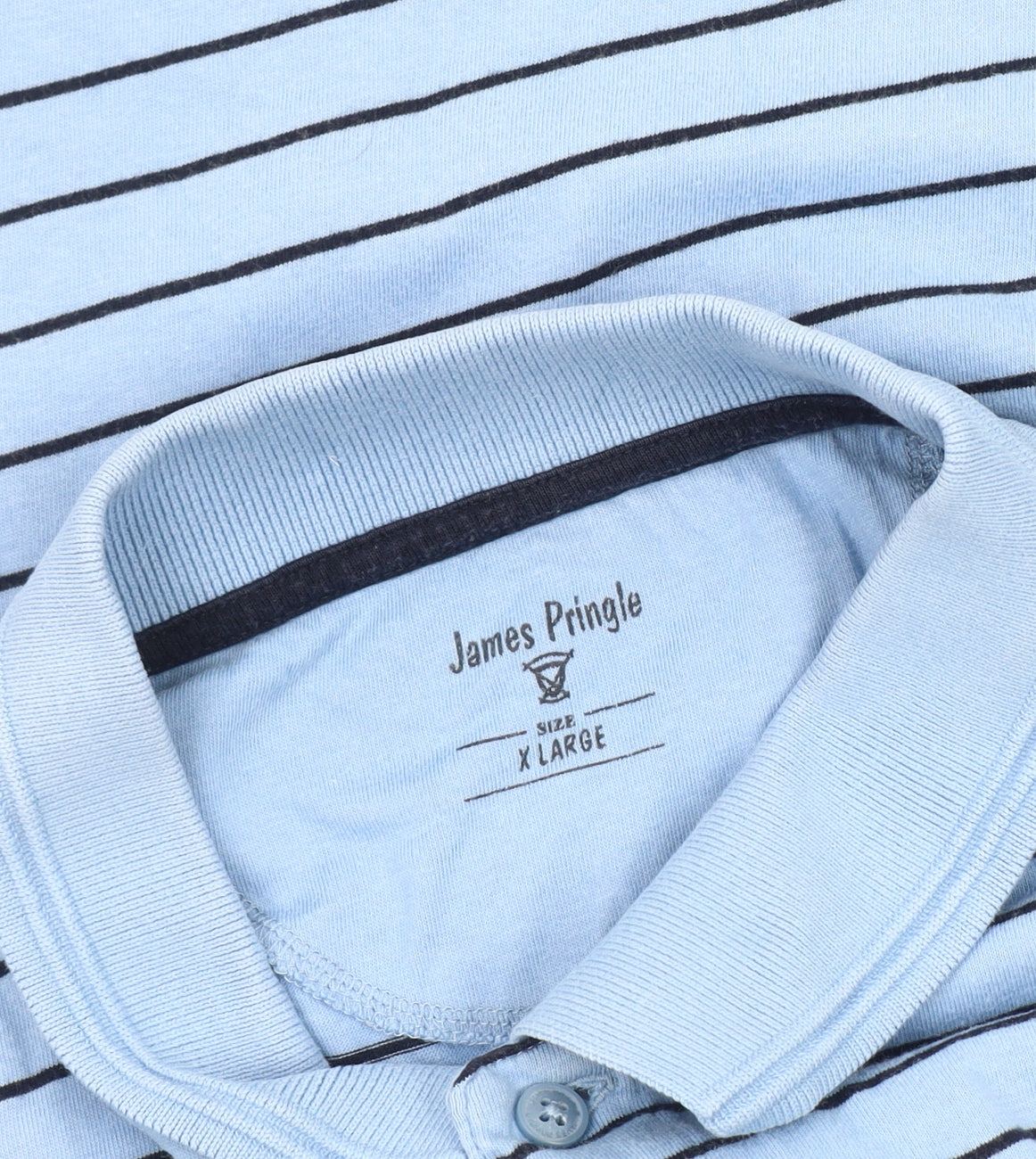 James Pringle Men's Blue Striped Polo Shirt XL