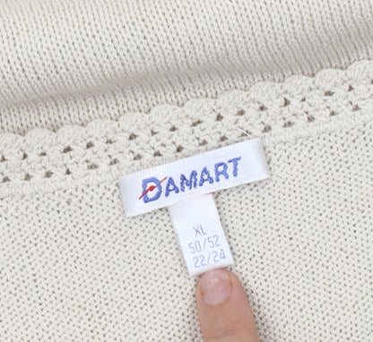 Damart Women’s Beige V-Neck Jumper XL