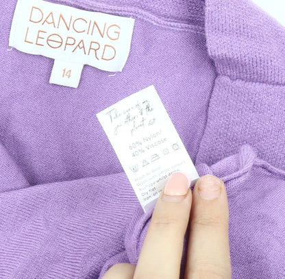 Dancing Leopard Women's Purple Cardigan - Size 14