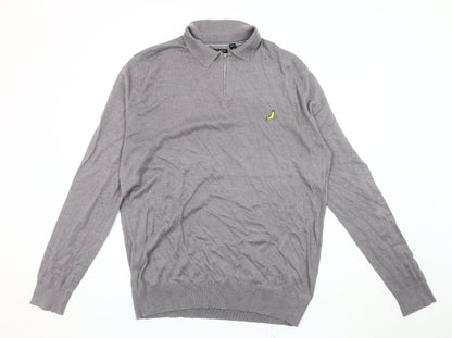 Brave Soul XL Men's Grey Collared Full Zip Jumper