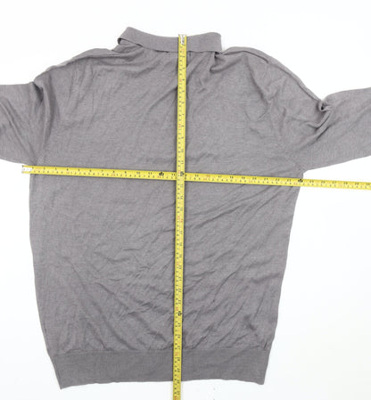 Brave Soul XL Men's Grey Collared Full Zip Jumper