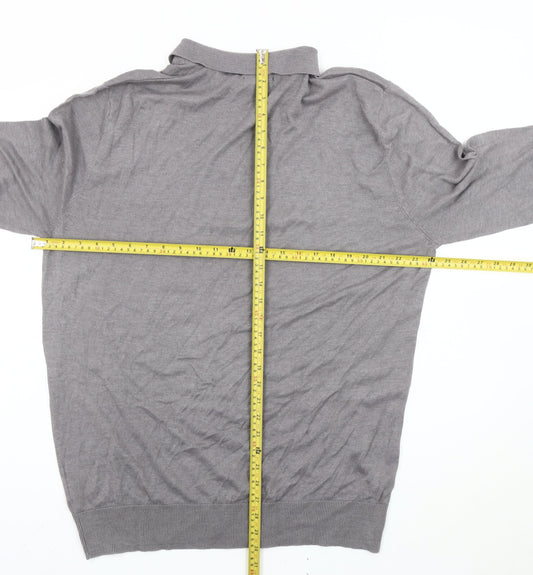 Brave Soul XL Men's Grey Collared Full Zip Jumper