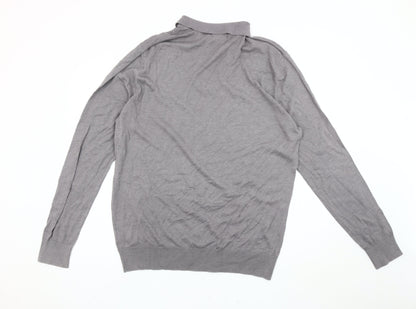 Brave Soul XL Men's Grey Collared Full Zip Jumper