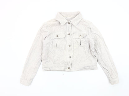 Pull&Bear Women's White Corduroy Jacket Size 12