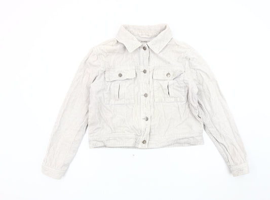 Pull&Bear Women's White Corduroy Jacket Size 12