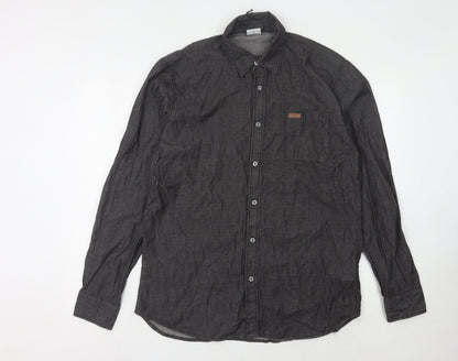 Lee Cooper Men's Black Long Sleeve Button-Up Shirt