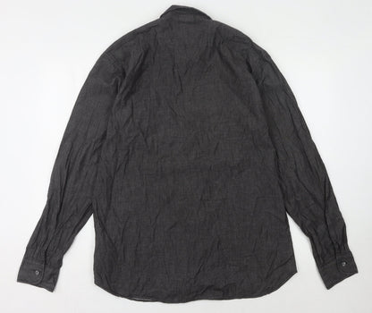 Lee Cooper Men's Black Long Sleeve Button-Up Shirt