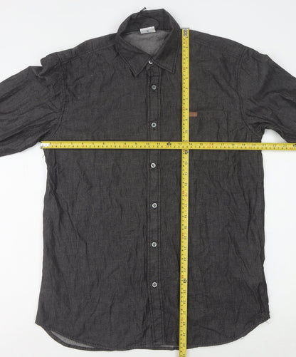 Lee Cooper Men's Black Long Sleeve Button-Up Shirt