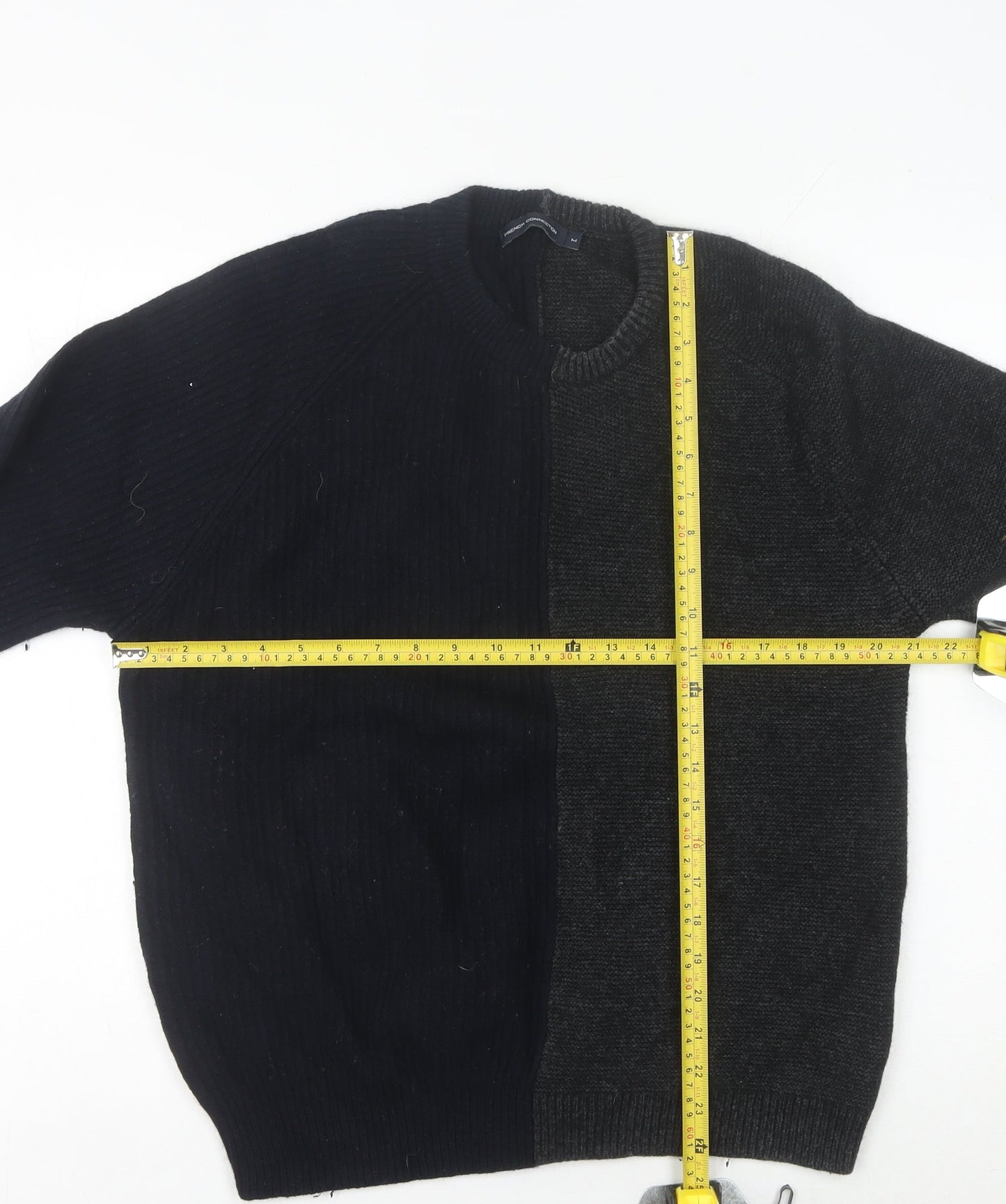 French Connection Men's Black Grey Pullover Jumper M