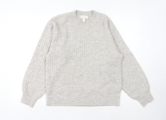 H&M Women's Beige Ribbed Pullover Jumper XS