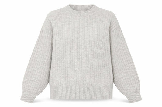 Front view of H&M Women's Beige Ribbed jumper XS