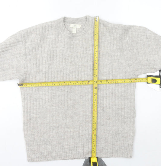 H&M Women's Beige Ribbed Pullover Jumper XS