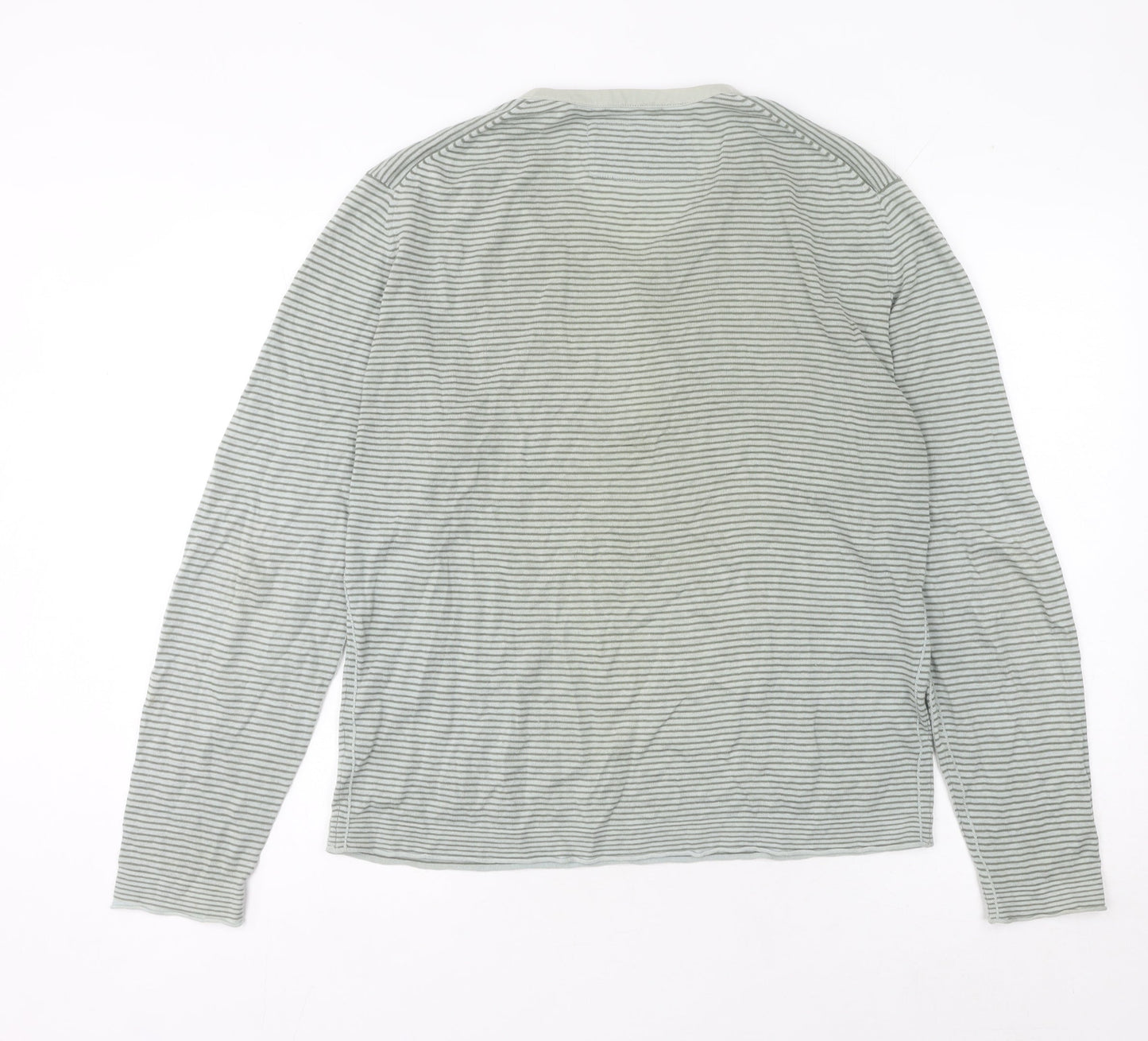 Ted Baker Men's Grey Striped Henley Jumper L