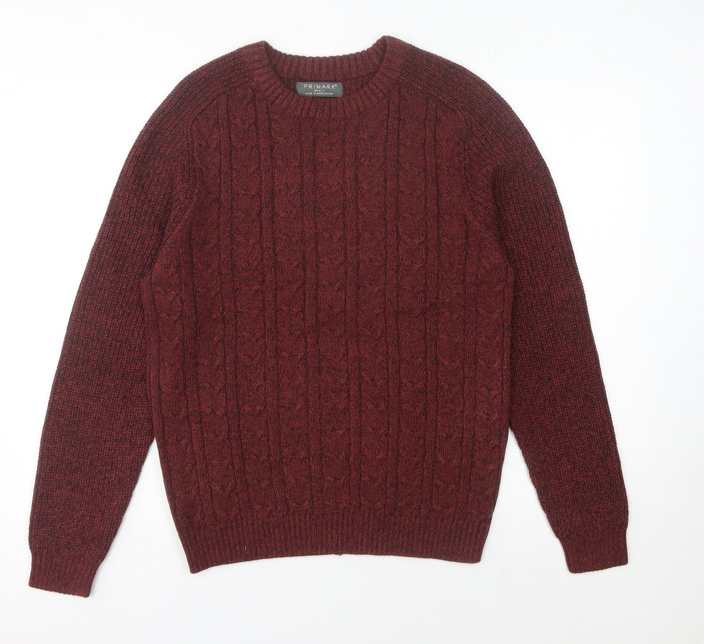 Primark Men’s Red Cable-Knit Pullover Jumper, Size S