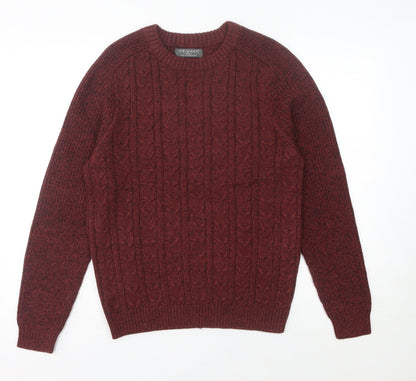 Primark Men’s Red Cable-Knit Pullover Jumper, Size S