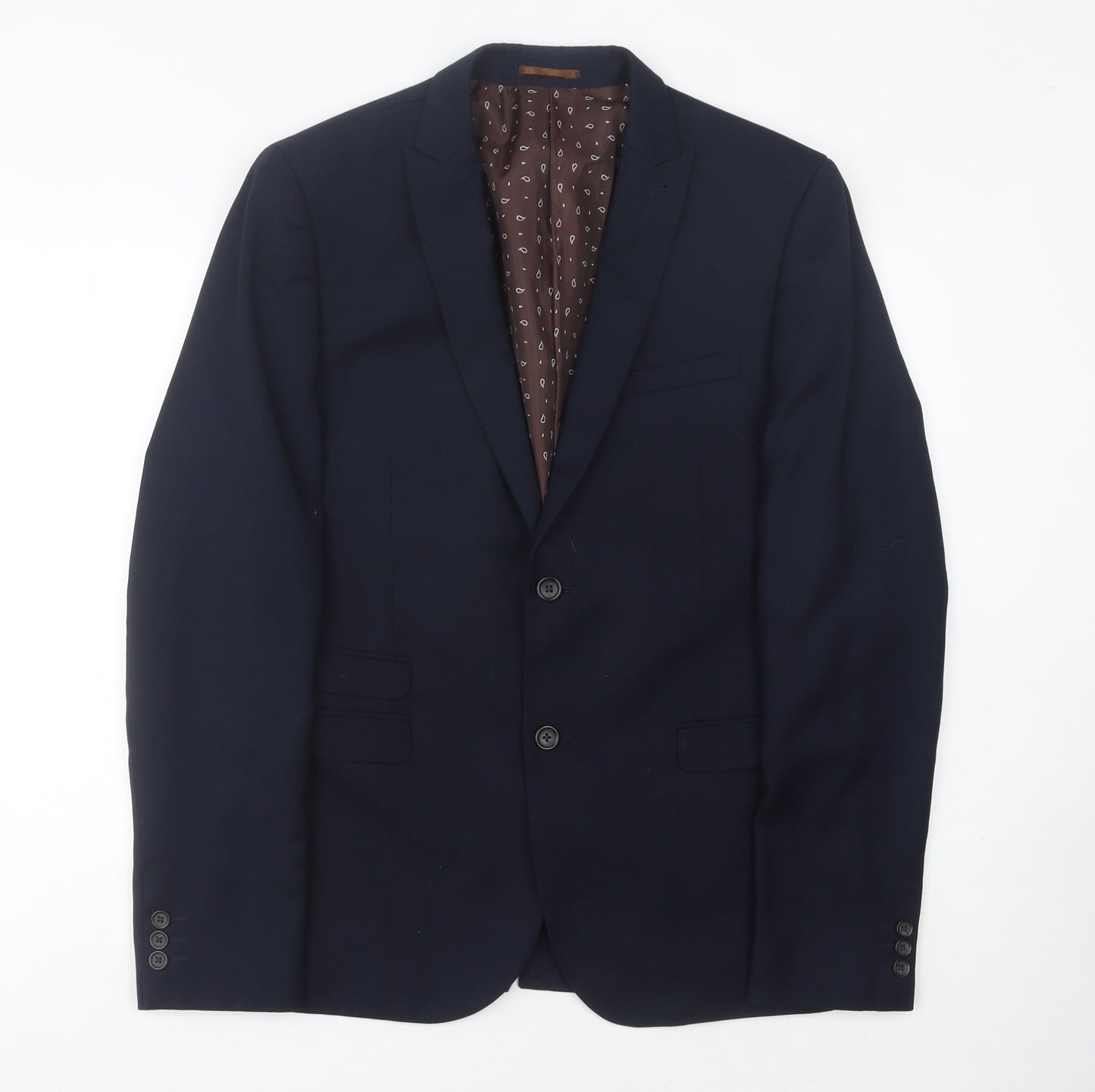 Next Men's Blue Blazer, 42 L, Notch Lapel Winter Formal