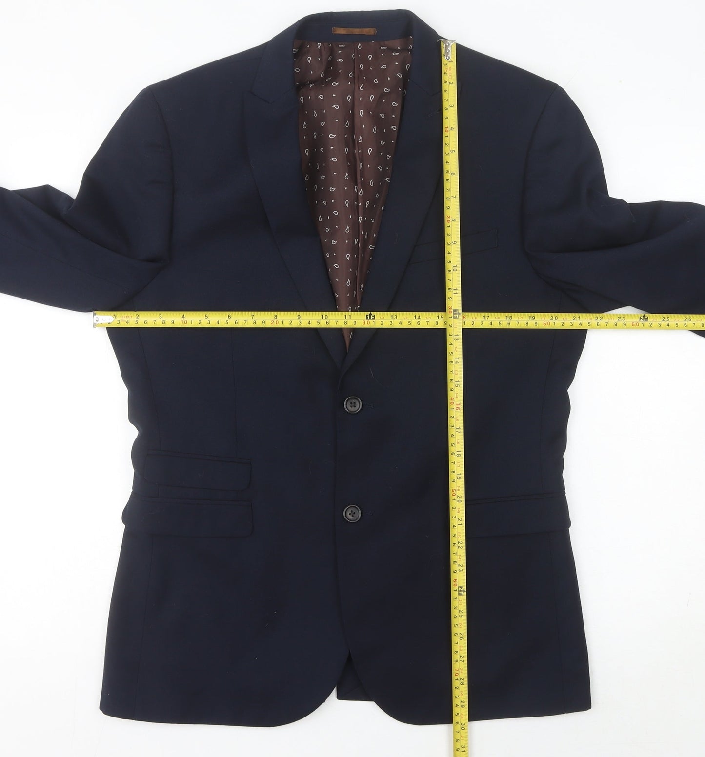 Next Men's Blue Blazer, 42 L, Notch Lapel Winter Formal