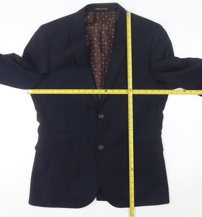 Next Men's Blue Blazer, 42 L, Notch Lapel Winter Formal