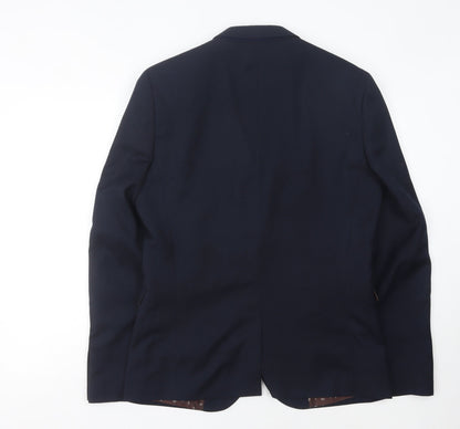 Next Men's Blue Blazer, 42 L, Notch Lapel Winter Formal