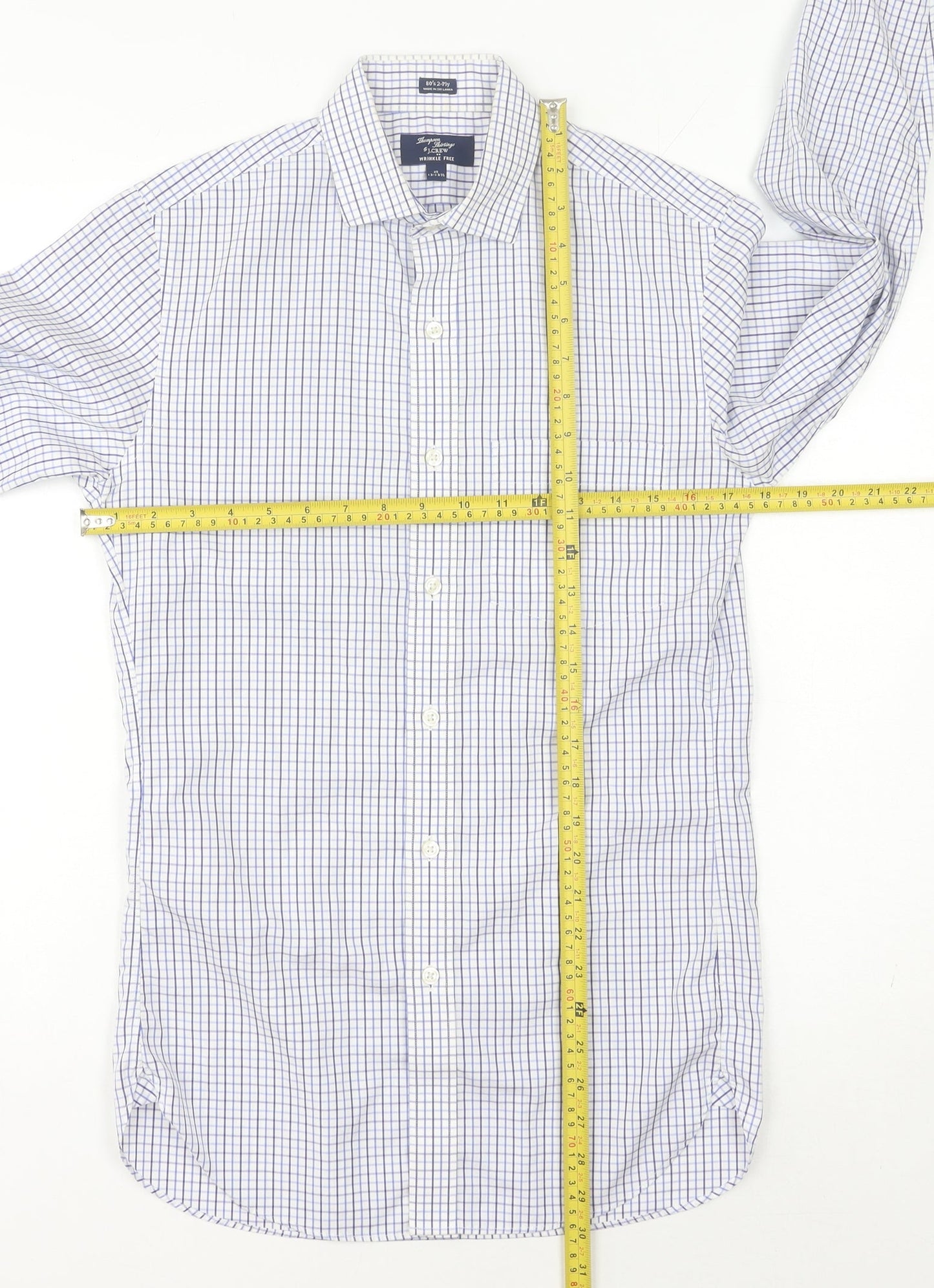 J.Crew Men's Blue Check Button-Up Shirt - XS
