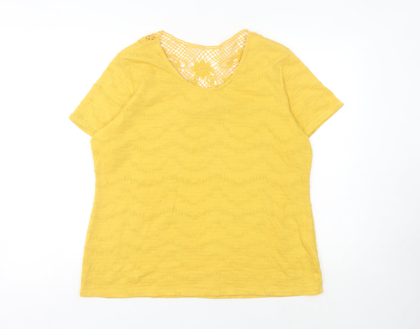 Womens UK Size 16 Marks and Spencer Yellow Basic T-Shirt