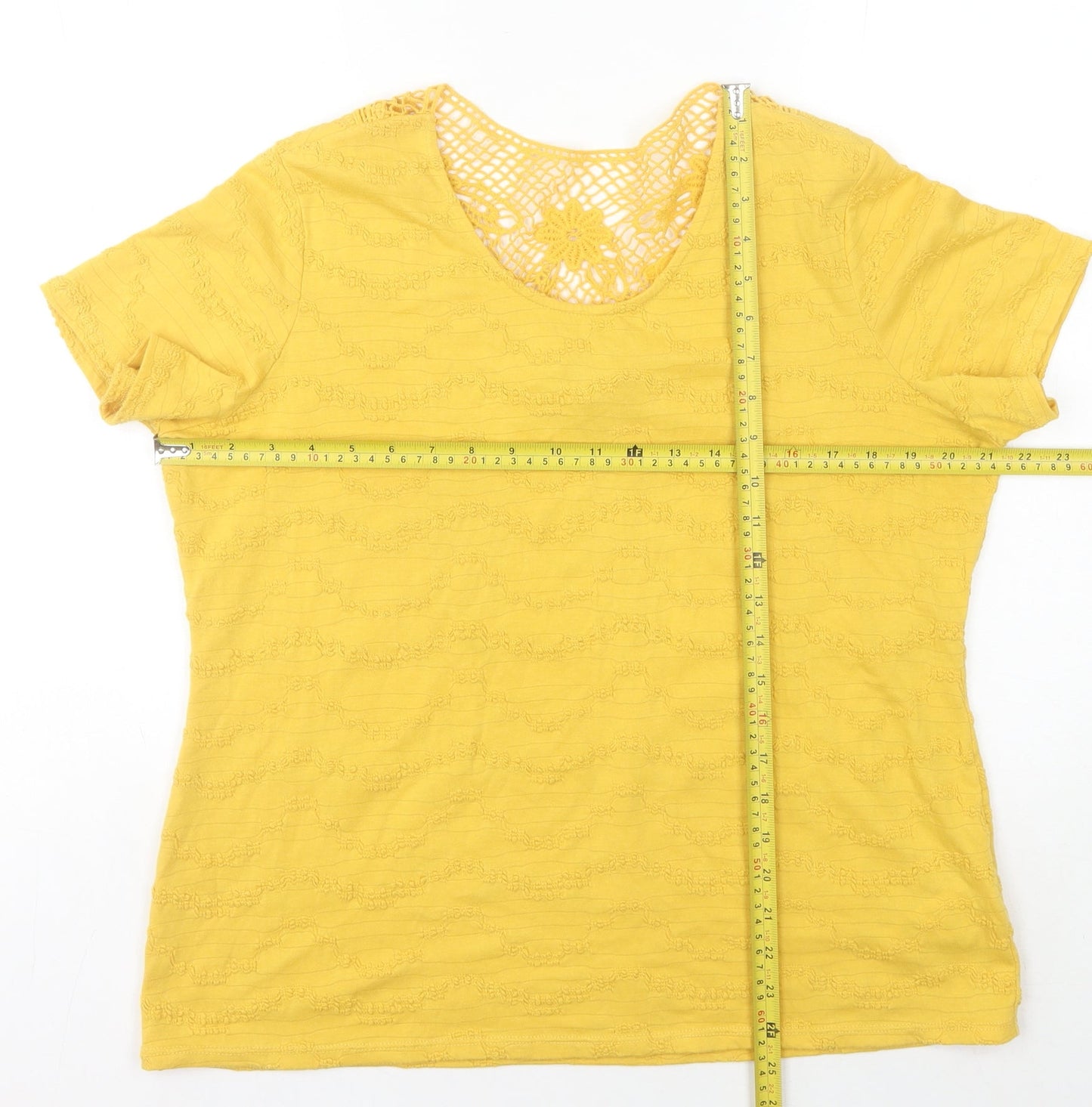 Womens UK Size 16 Marks and Spencer Yellow Basic T-Shirt