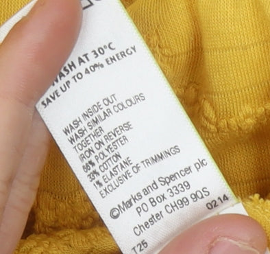 Womens UK Size 16 Marks and Spencer Yellow Basic T-Shirt