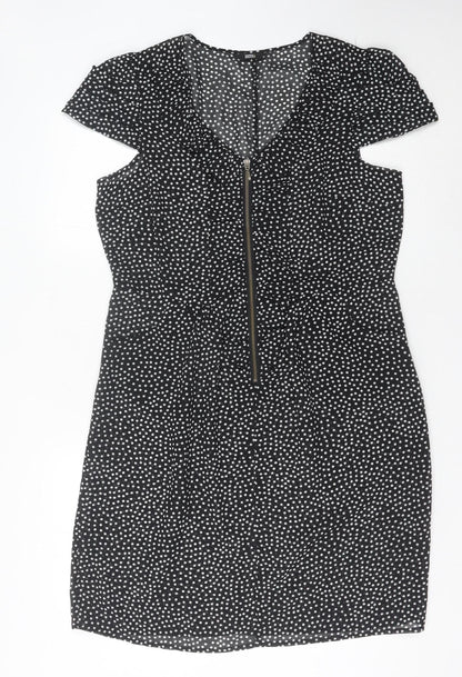 Marks and Spencer Women's Black Polka Dot Sheath Dress 14