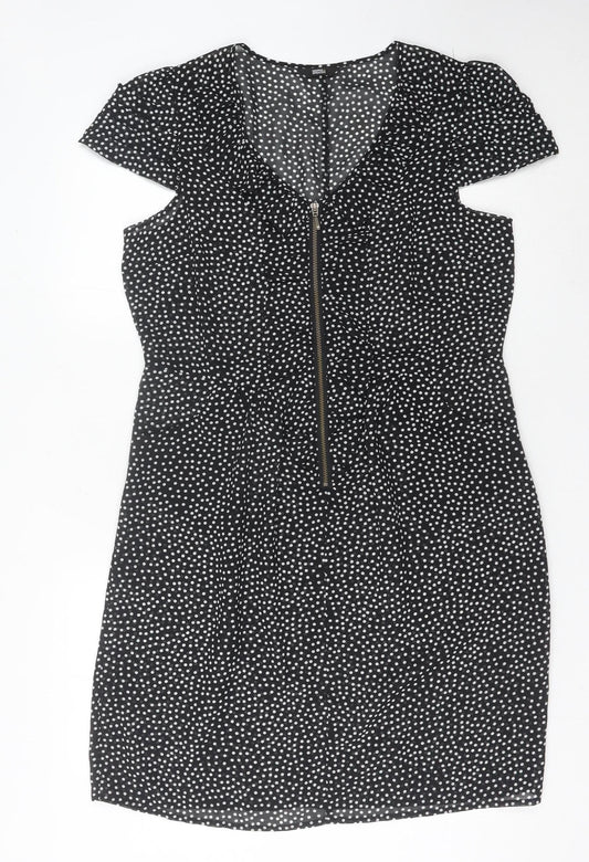 Marks and Spencer Women's Black Polka Dot Sheath Dress 14