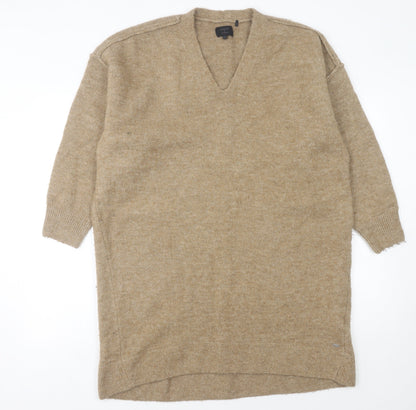 Superdry Women's Beige V-Neck Knit Dress Size 14