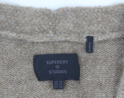 Superdry Women's Beige V-Neck Knit Dress Size 14