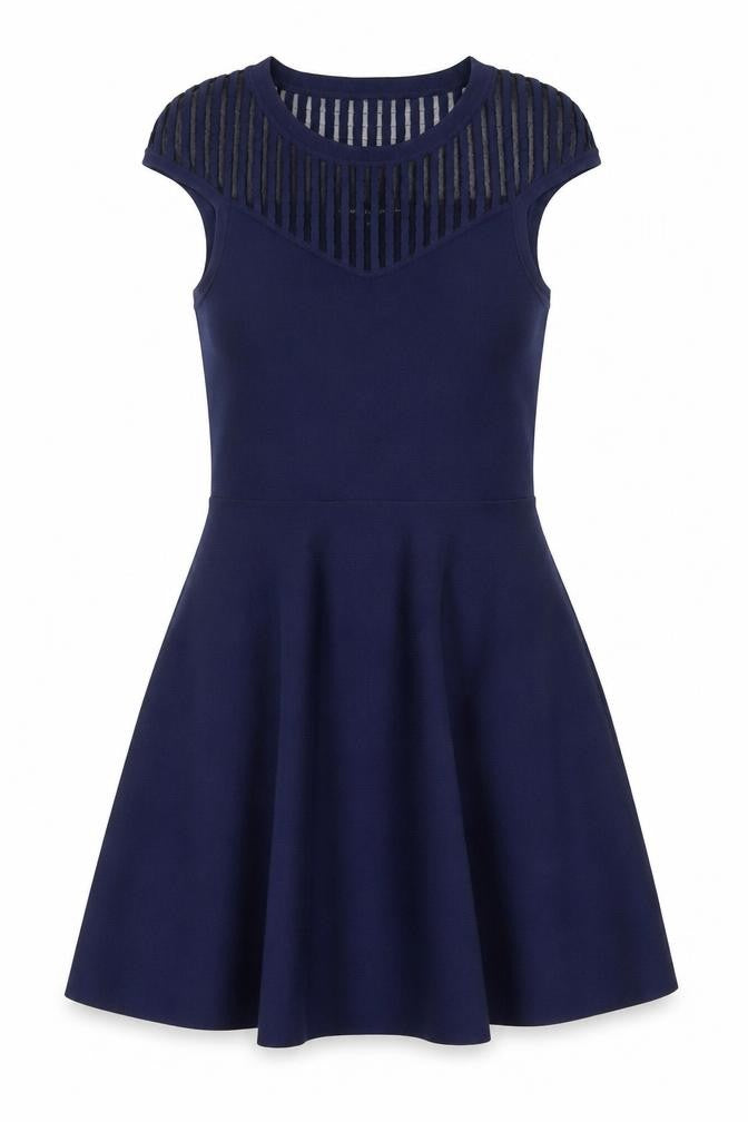Front view of French Connection Women's Blue A-Line Dress 12