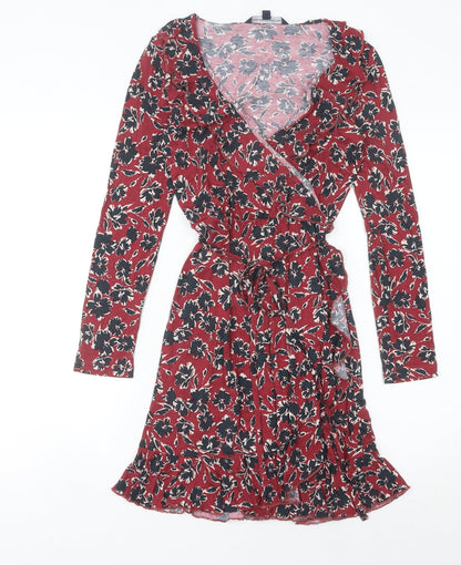 French Connection Women's Red Wrap Dress Size 6