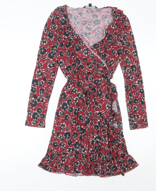 French Connection Women's Red Wrap Dress Size 6